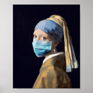 Affiche Girl with a pearl earring and face mask 
