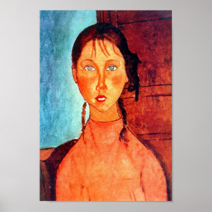 Affiche Girl with Pigtails, Modigliani
