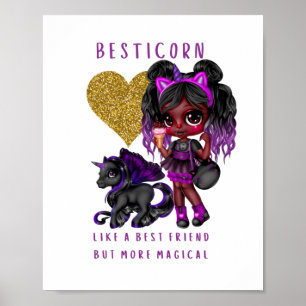 Affiche Girls Friend Gift Black Unicorn Besticorn Magical
