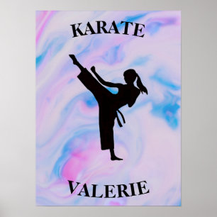 Affiche Girls Karate Pastel Swirl