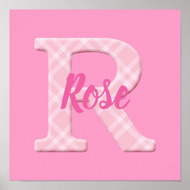 Affiche Girls Name Custom Plaid Letter R (Devant)