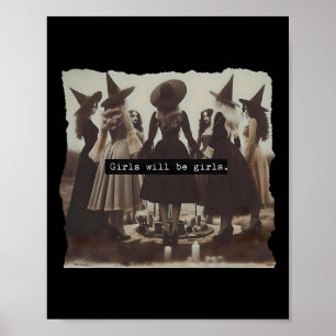Affiche Girls Sera Filles Sorcière Witchy Saison Éffrayant