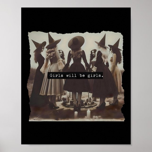 Affiche Girls Sera Filles Sorcière Witchy Saison Éffrayant (Devant)