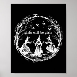 Affiche Girls Sera Filles Sorcière Witchy Saison Éffrayant