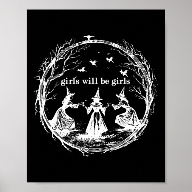 Affiche Girls Sera Filles Sorcière Witchy Saison Éffrayant (Devant)