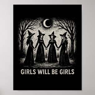 Affiche Girls Sera Filles Sorcière Witchy Saison Éffrayant