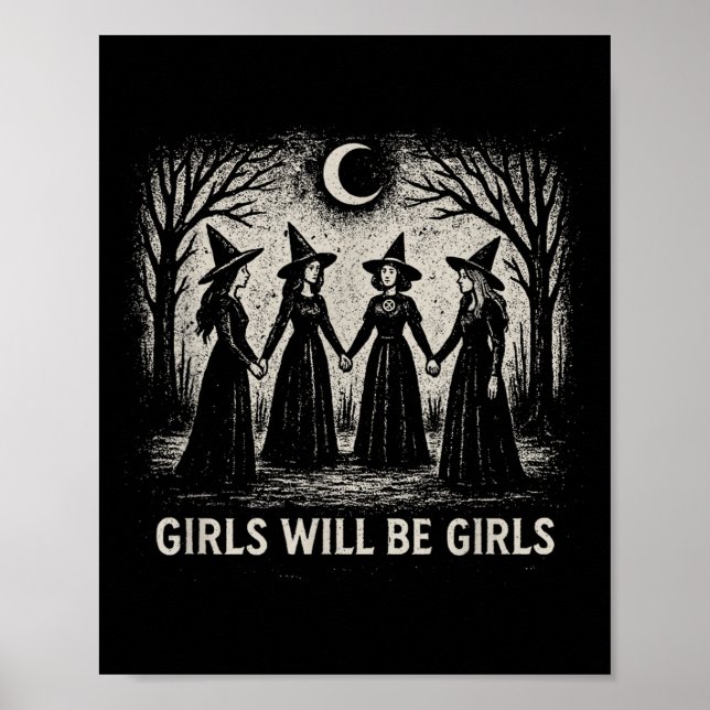 Affiche Girls Sera Filles Sorcière Witchy Saison Éffrayant (Devant)