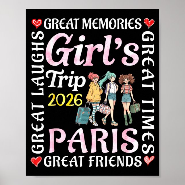 Affiche Girls Trip 2026 Paris Great Friends Vacation Trave (Devant)