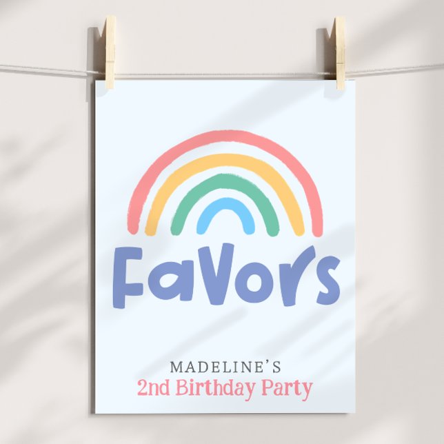 Affiche Girls Two Cool 2nd Birthday Rainbow Favor (Créateur téléchargé)