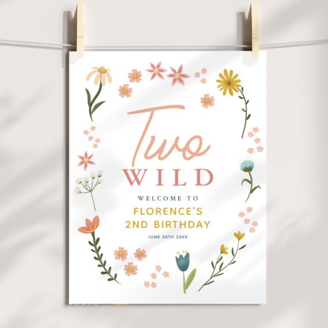 Affiche Girls Two Wild Boho Birthday Welcome Sign (Créateur téléchargé)