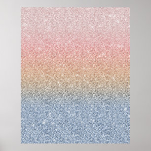 Affiche Girly Blush Rose Gold Blue ombre