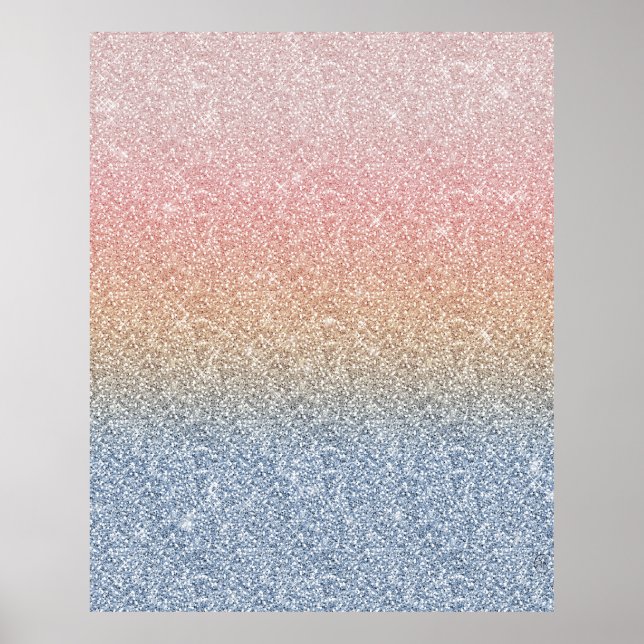 Affiche Girly Blush Rose Gold Blue ombre (Devant)