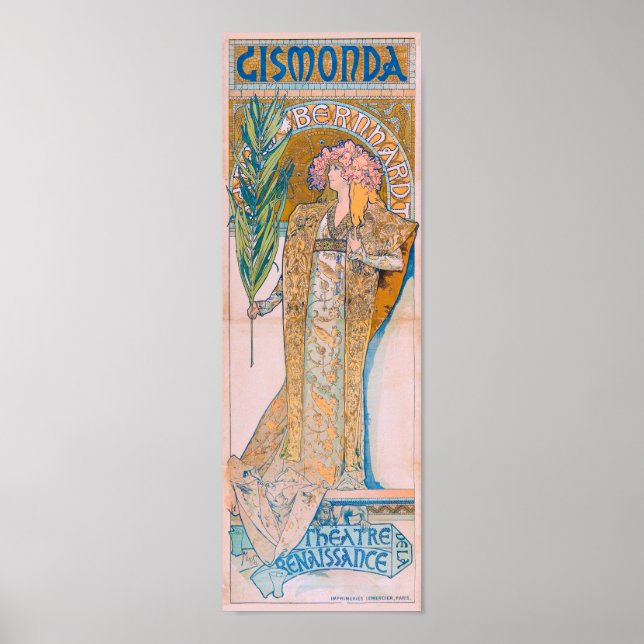 Affiche Gismonda, Sarah Bernhardt, Mucha (Devant)