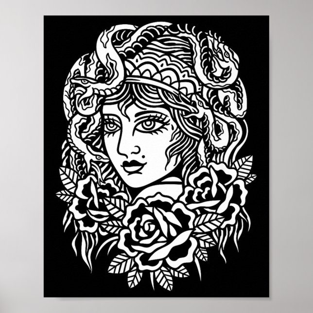 Affiche Gitan Serpent Américain Traditionnel Tatouage Encr (Devant)