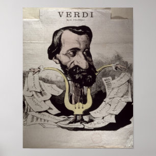 Affiche Giuseppe Verdi, caricature, années 1860