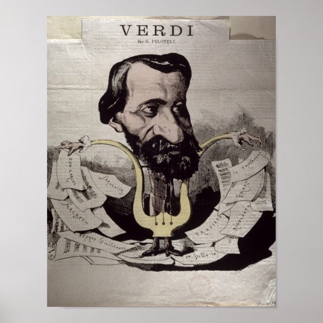 Affiche Giuseppe Verdi, caricature, années 1860 (Devant)
