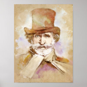 Affiche Giuseppe Verdi Portrait im Aquarell Style