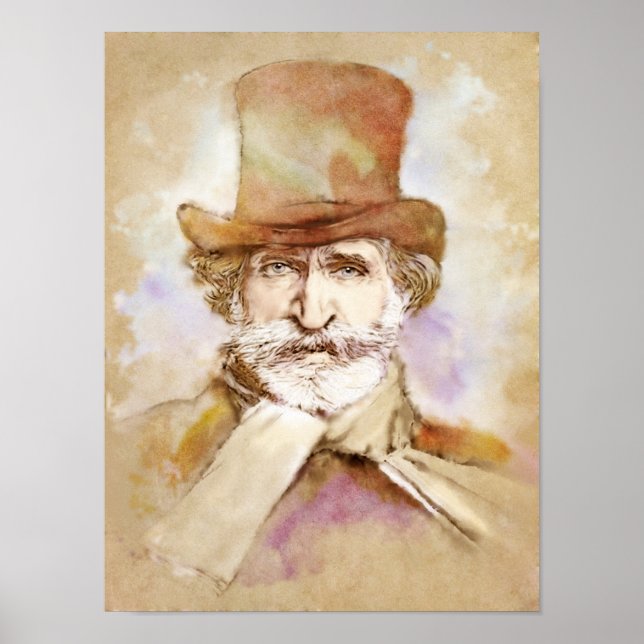 Affiche Giuseppe Verdi Portrait im Aquarell Style (Devant)