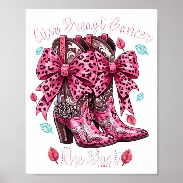 Affiche Give Breast Cancer The Boot Nk Cowgirl Western Tee (Devant)