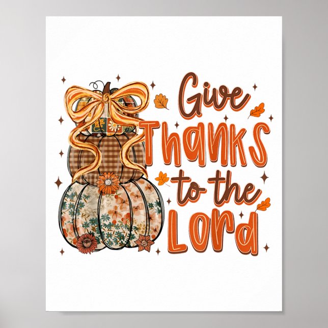Affiche Give Thanks To The Lord Fall Christian Cross Coque (Devant)