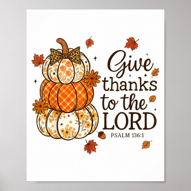 Affiche Give Thanks To The Lord Fall Christian Pumpkin Coq (Devant)