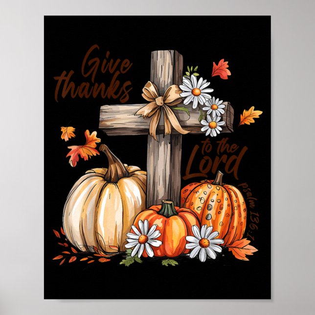 Affiche Give Thanks To The Lord Fall Pumpkin Thanksgiving  (Devant)