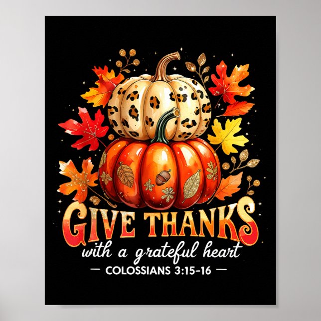 Affiche Give Thanks With A Grateful Heart Bible Verse Pump (Devant)