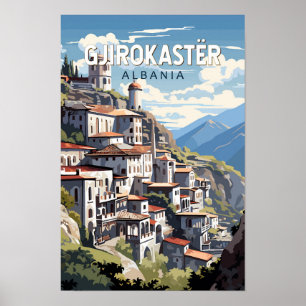 Affiche Gjirokaster Albanie Travel Art Vintage
