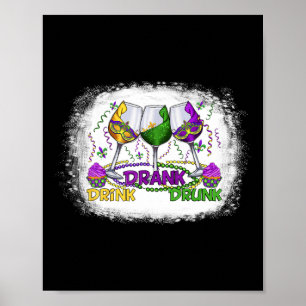 Affiche Gl De Vin Mardi Gras Drôle Boisson Festival