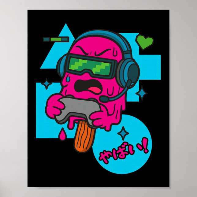Affiche Glace à l'eau Pixel Rage Gamer Drôle de crème glac (Devant)