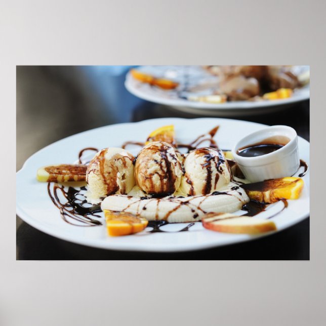 Affiche glace au café avec sirop de chocolat (Devant)