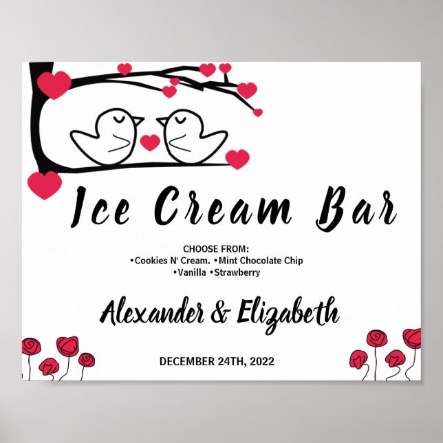 Affiche Glace Bar Enseigne de mariage pour fête de mariage (Devant)