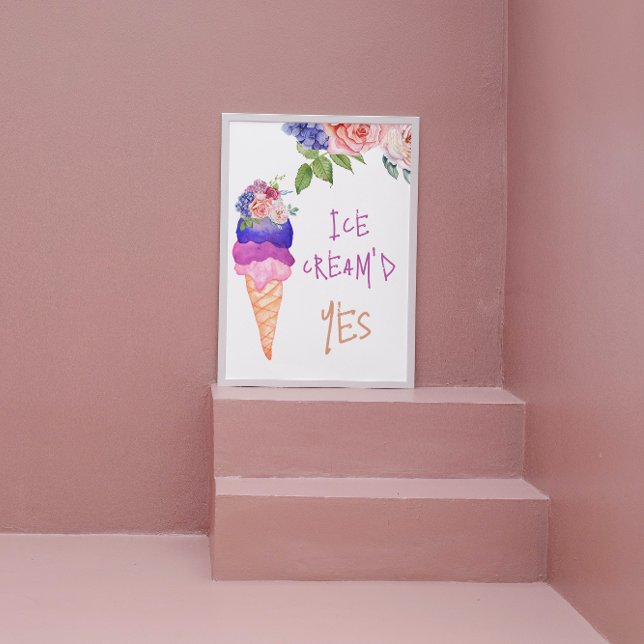 Affiche Glace Cream'd Oui Fête des mariées Elle a ramassé (Créateur téléchargé)