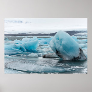 Affiche Glace dans le lagon glaciaire Jokulsarlon
