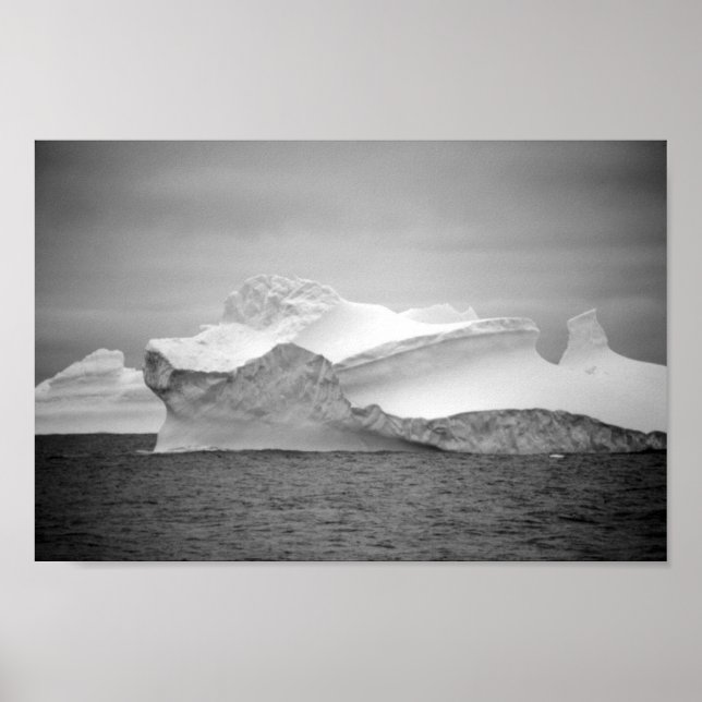 Affiche Glace de mer Iceberg Monochrome Antarctique Icy Mo (Devant)