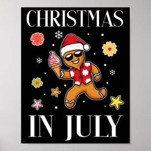 Affiche Glace de Noël en Juillet Bonhomme en Pain d'Épices