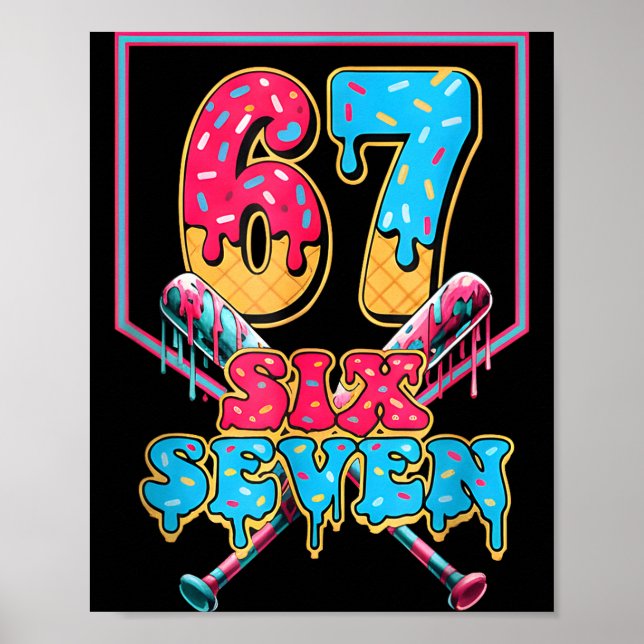 Affiche Glace drôle 67 Dégoulinante Baseball Six Sept Cade (Devant)