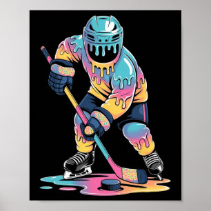 Affiche Glace drôle de hockey qui coule garçons hockey jeu
