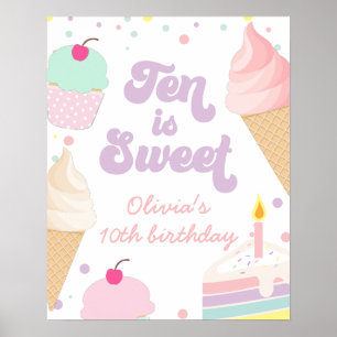 Affiche Glace et Gâteau Dix ans est un Dixième Anniversair