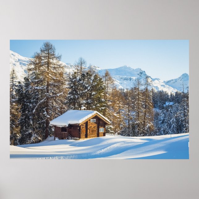 Affiche Glace et neige | Journal d'hiver Cabine Alpes suis (Devant)