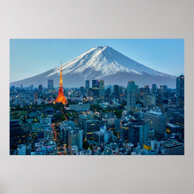 Affiche Glace et neige | Mt. Fuji et Tokyo Skyline (Devant)