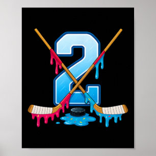 Affiche Glace Hockey 2 ans qui coule pour jeunes 2e annive