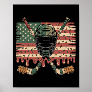 Affiche Glace Hockey Drip Camo Drapeau États-Unis