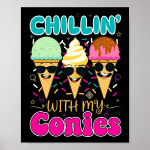 Affiche Glace Rétro De L'été Avec Mes Lapins