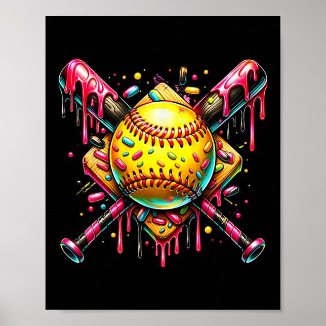 Affiche Glace Softll T qui dégouline de paillettes  (Devant)