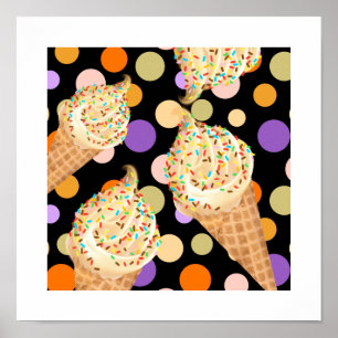 Affiche Glaces festives amusantes et arrosées colorées