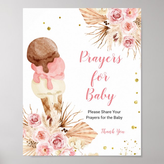 Affiche Glaces Florales Bohèmes Prières pour Bébé  (Devant)