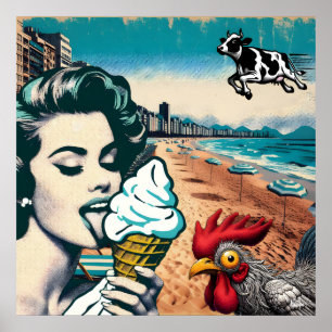 Affiche "glaces sur la plage"