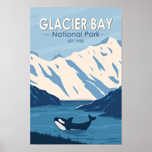 Affiche Glacier Bay Parc national Alaska Orque Art Vintage