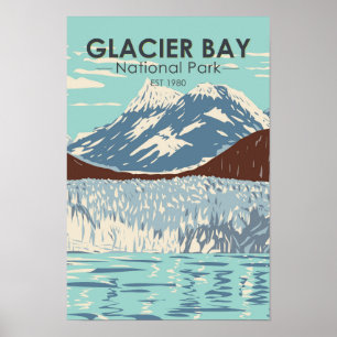 Affiche Glacier Bay Parc national Alaska Vintage